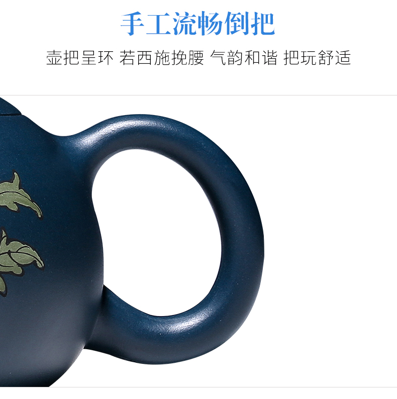 純手工紫砂壺，小巧琺瑯印花紫砂壺